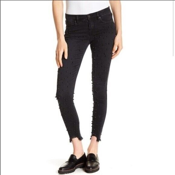 BLANKNYC Bnwot Pearl Embellished Raw Hem Skinny Jeans Sz 31 - Picture 8 of 8